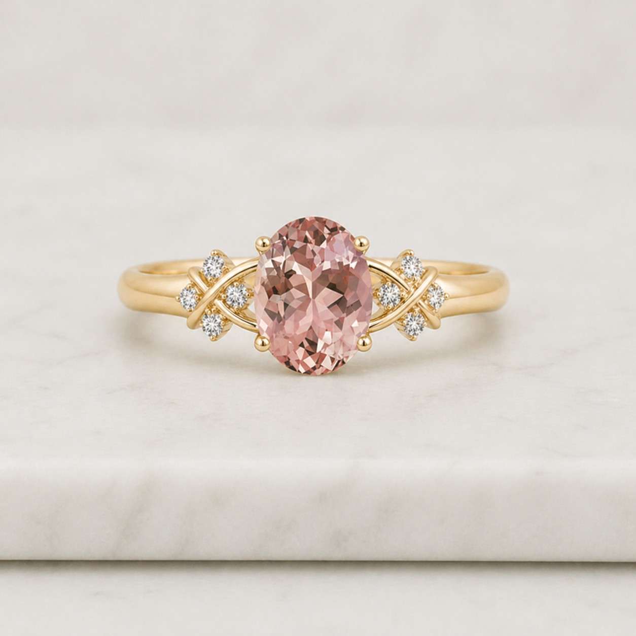 pink gemstone ring oval stone ring gold ring solitaire ring floral ring nature ring leaf ring vine ring branch ring statement ring women ring elegant ring fine jewelry handmade ring