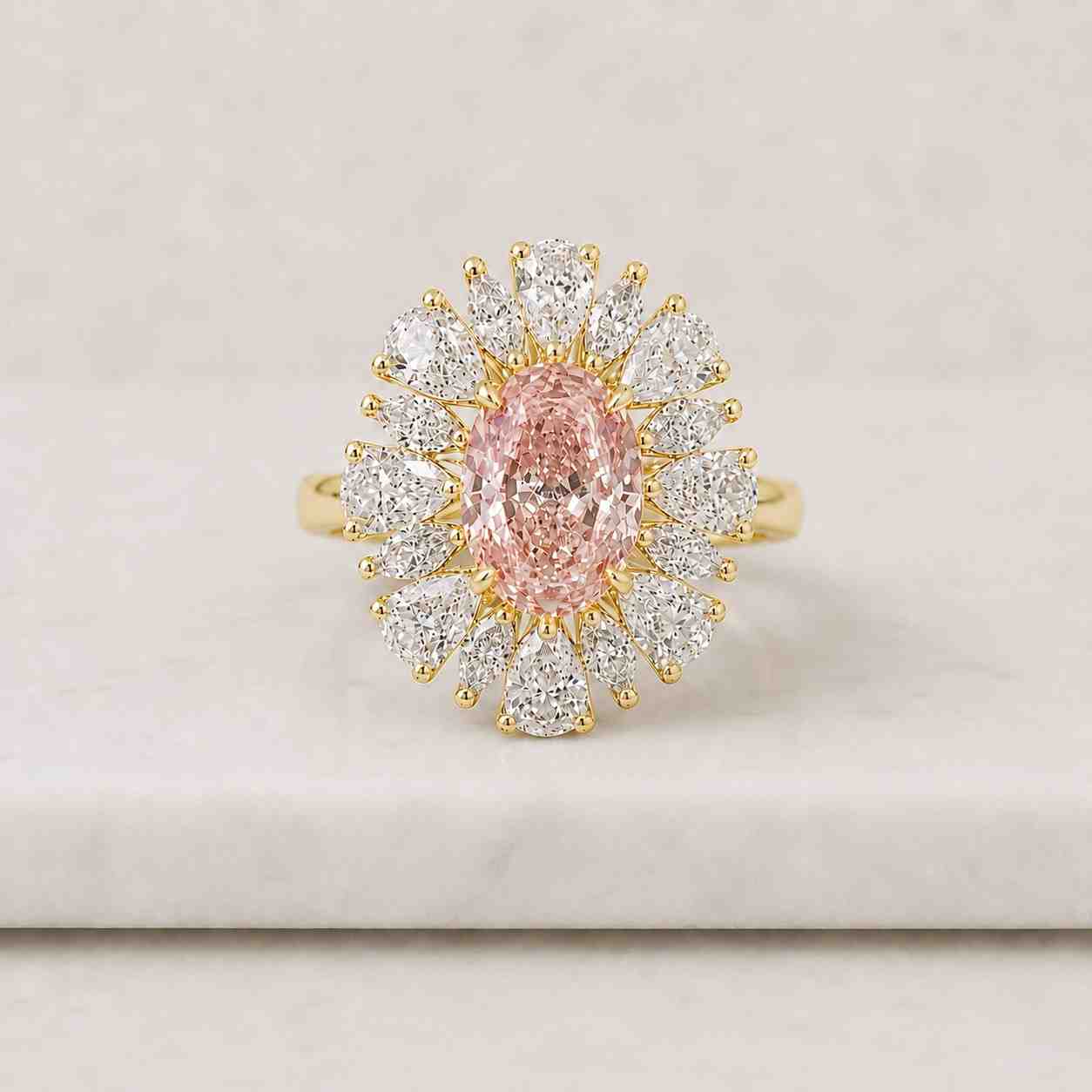 1.50ct Oval Cut Lab Grown Diamond Halo Engagement Ring, Vintage Style Oval Diamond Ring, 14K Gold Cluster Halo Ring, IGI Certified
