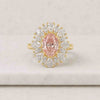 Oval Cut Fancy Pink Lab Grown Diamond Floral Halo Engagement Ring
