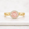 Round Cut Morganite Gemstone Halo Engagement Ring