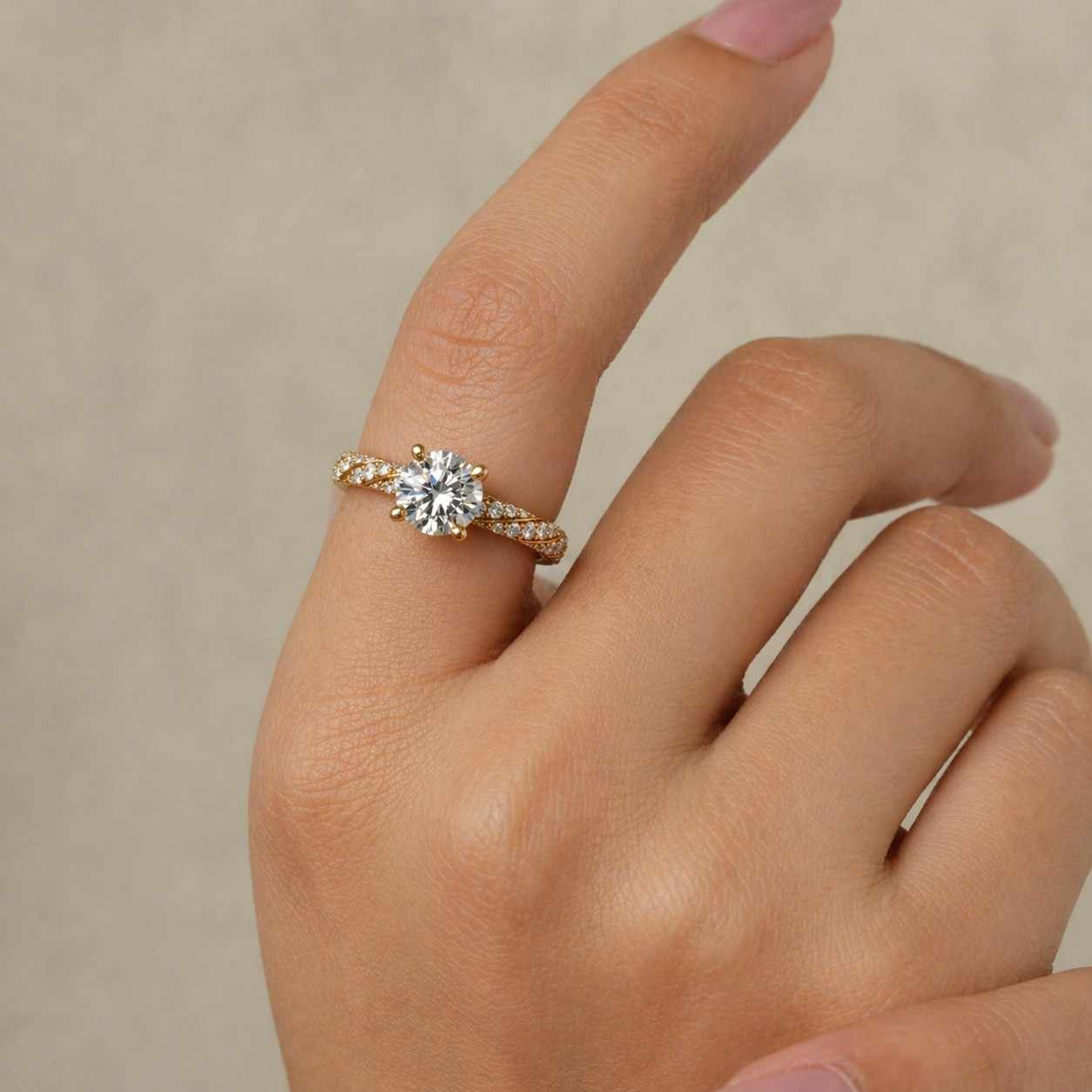 Elegant Twisted Pave Wedding Band, Round Cut Lab Grown Diamond Ring, 14K White Gold Unique Rope Style Ring, Modern Bridal Promise Ring