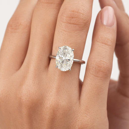 2.5 Carat D VVS2 Oval Lab Diamond Solitaire Ring in 14k Yellow Gold / Dainty Thin Engagement Ring / 18k Gold Minimalist Oval Diamond Ring
