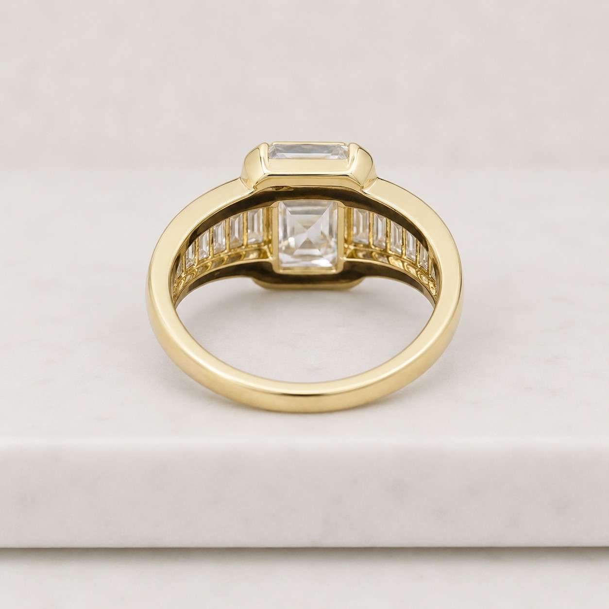 3.50 ct emerald cut moissanite engagement ring, 14k/18k solid gold baguette side stone ring, anniversary promise wedding gift for girlfriend
