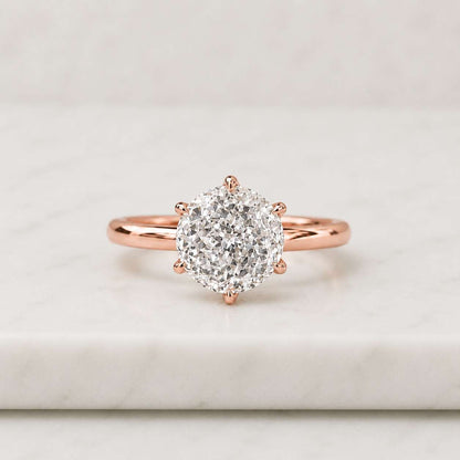 Portuguese Cut Diamond Ring Portuguese Cut Diamond Solitaire Engagement Ring for Proposal Real Lab Grown Diamond Wedding Ring Gift for Women
