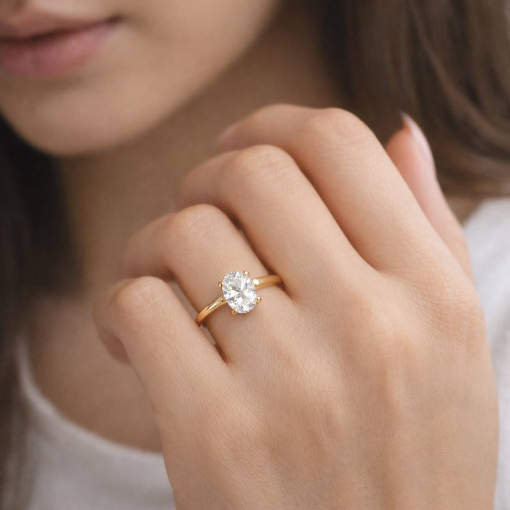 elongated oval shape gra certified moissanite 11x8mm engagement ring solitaire bridal wedding ring minimalist design 14k yellow gold 4.00ct
