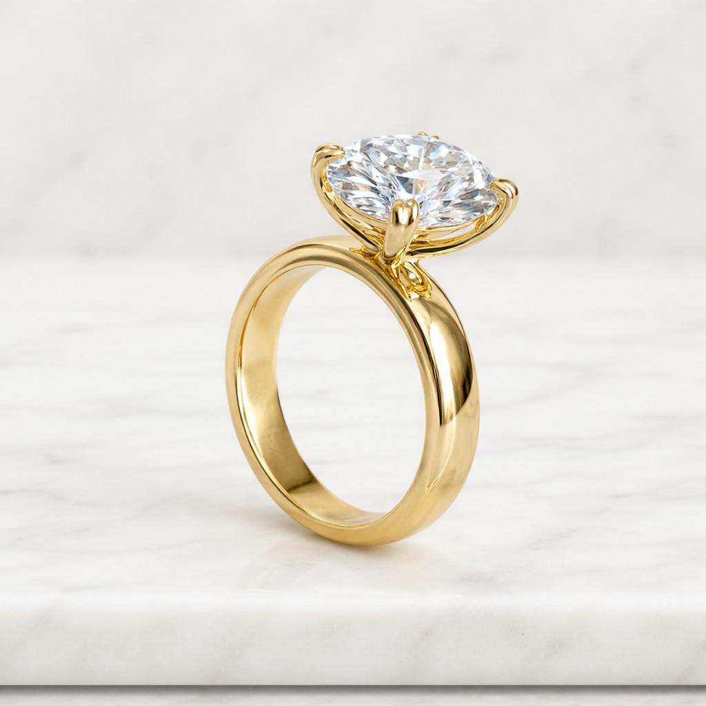 3 Ct Oval Cut Moissanite Engagement Ring, Gold Solitaire Ring With Accent Side Stones, Elegant Oval Moissanite Bridal Jewelry Gift For Women

