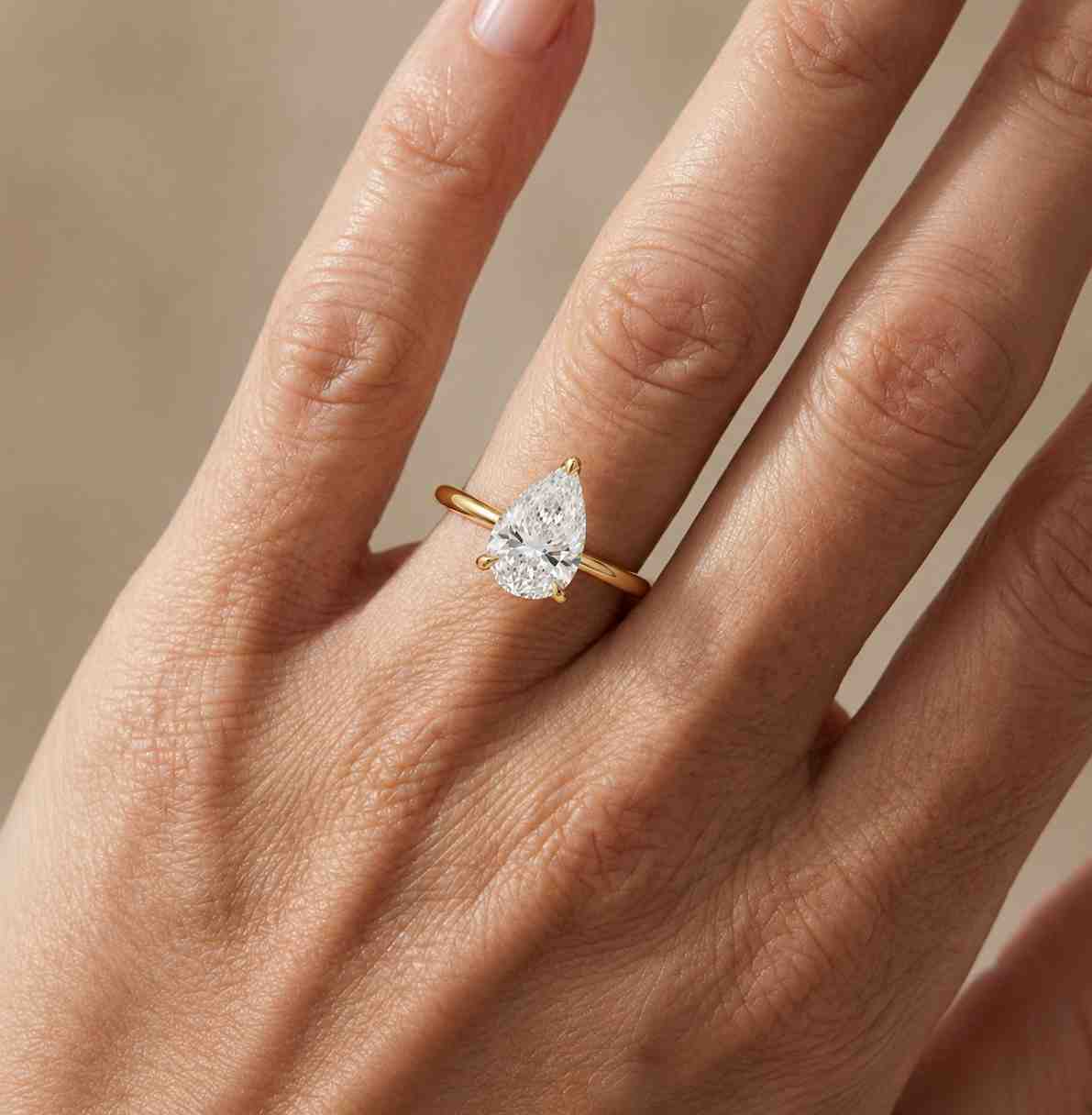 IGI Certified Pear Cut Lab Grown Diamond Engagement Ring, Solitaire Anniversary Ring For Her, Tear Drop Shape Rose Gold Wedding Ring
