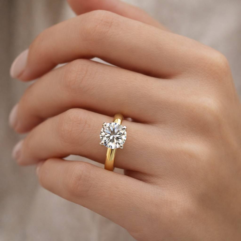 round cut lab grown diamond solitaire engagement ring, 14k solid gold ring, claw prong set cvd diamond ring, anniversary ring gift for love
