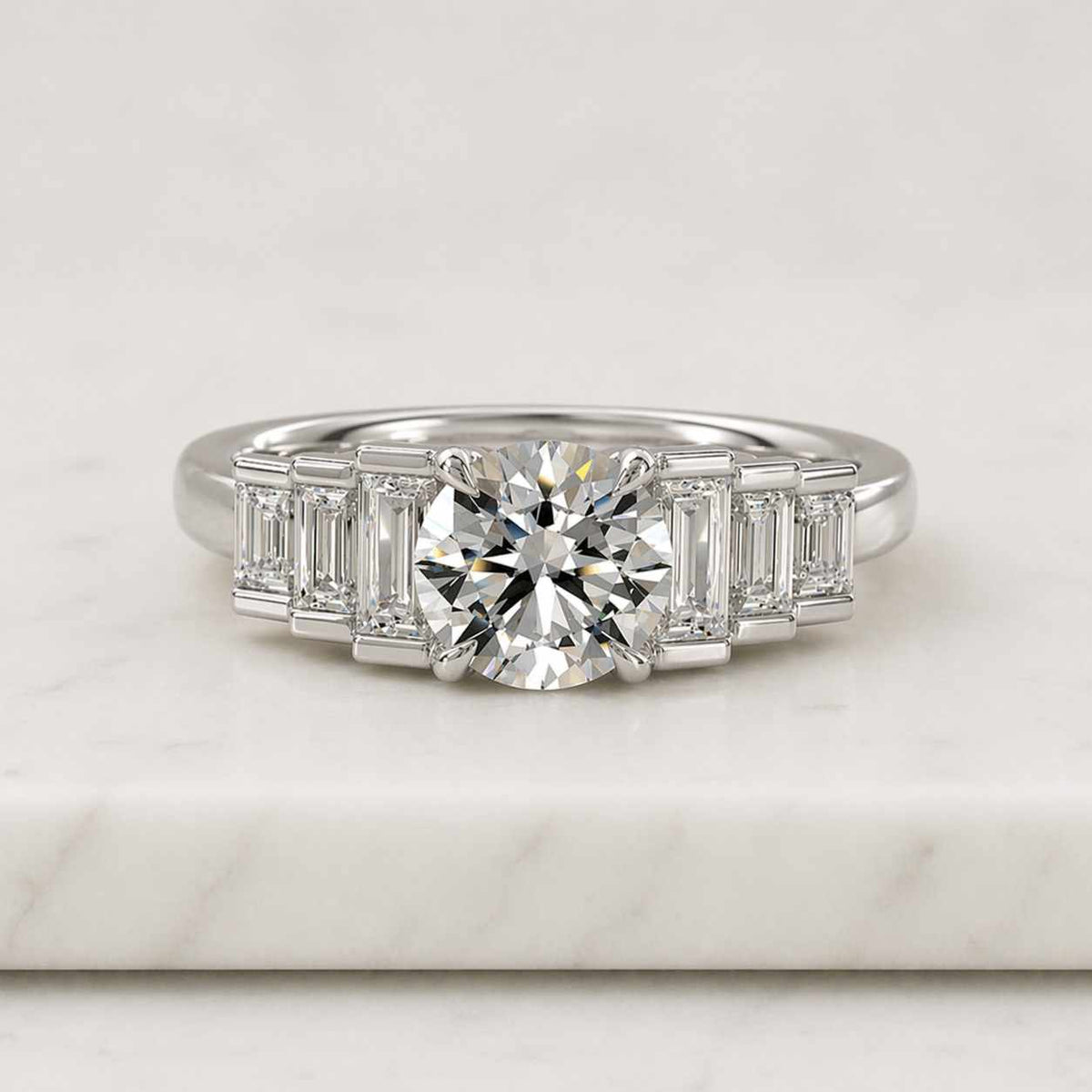 emerald cut emerald ring, rose gold pave band, may birthstone statement piece