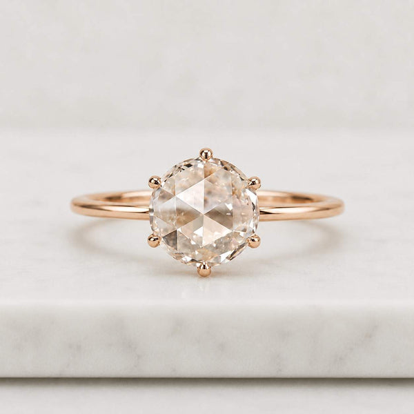 2CT Round Cut Moissanite Engagement Diamond Ring 14k Solid Rose Gold Wedding Anniversary Ring Promise Ring Valentine Special Day Gift Women
