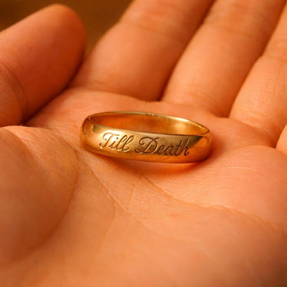 4mm Wide Til death Engraving Band Ring, Flat Band Ring, Promise Ring, Wedding Ring, Gift for Her, Valentines Day Gift - 925 Sterling Silver
