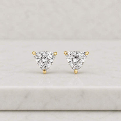 2.00 TCW Trillion Cut Lab Diamond Stud 14K Gold Curved Trillion Diamond Solitaire Earring Anniversary Gift for Her Diamond Earring Studs
