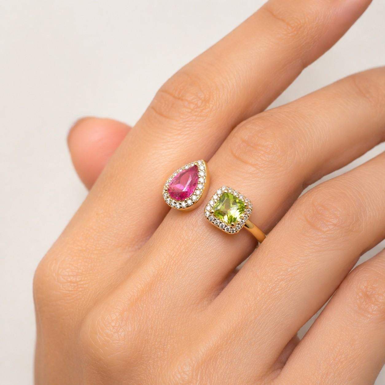 polished gold shiny ring classic ring timeless ring unique jewelry ring for women ladies ring gift jewelry special ring designer jewelry bright gemstone pink ring green ring