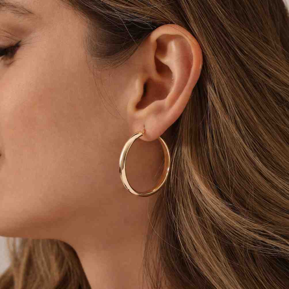 handmade 14k gold big oval hoop earrings – caged statement jewelry