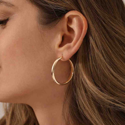 Handmade 14K Gold Big Oval Hoop Earrings – Caged Statement Jewelry