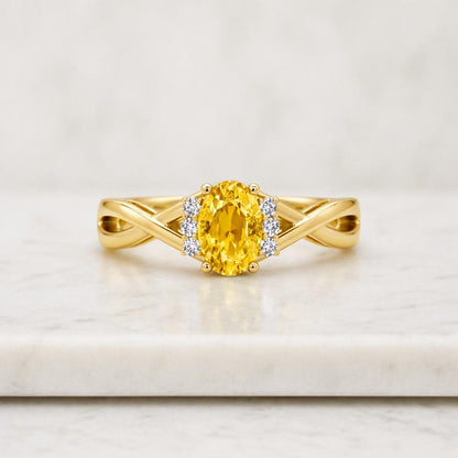 Diamond Cut Yellow Sapphire Ring, 925 Sterling Silver Statement Ring For Her, July Birthstone, Best Proposal Ring, Classic Wedding Ring
