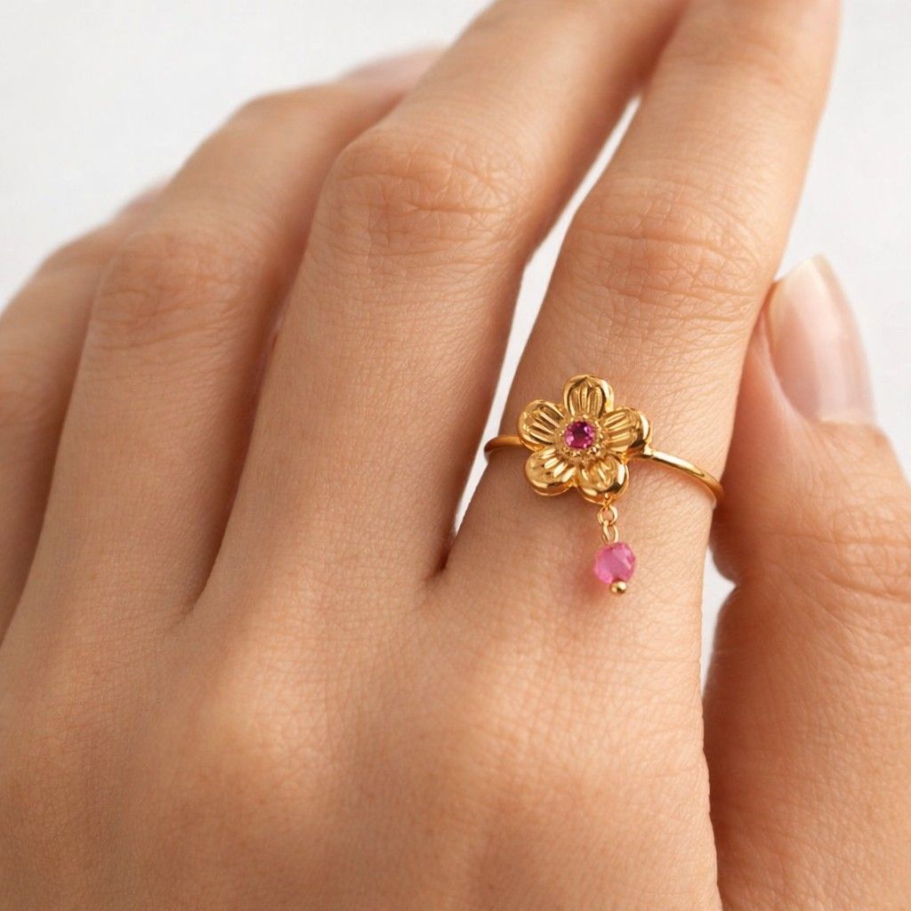 polished ring shiny ring floral gift ring for her everyday ring casual ring boho ring chic ring stylish ring modern ring floral design