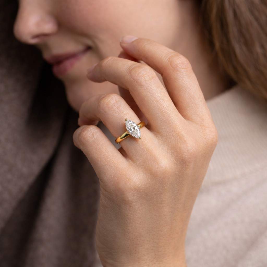 marquise lab grown diamond engagement ring 10k 14k 18k solid gold ring igi certified genuine diamond ring solitaire ring anniversary gift
