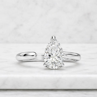 1.50 Ctw Pear Shaped Unique Lab Grown Diamond Engagement Ring, 14k Gold Wrap Around Pear Shape Diamond Ring by Ferkos Fine Jewelry, Novelle
