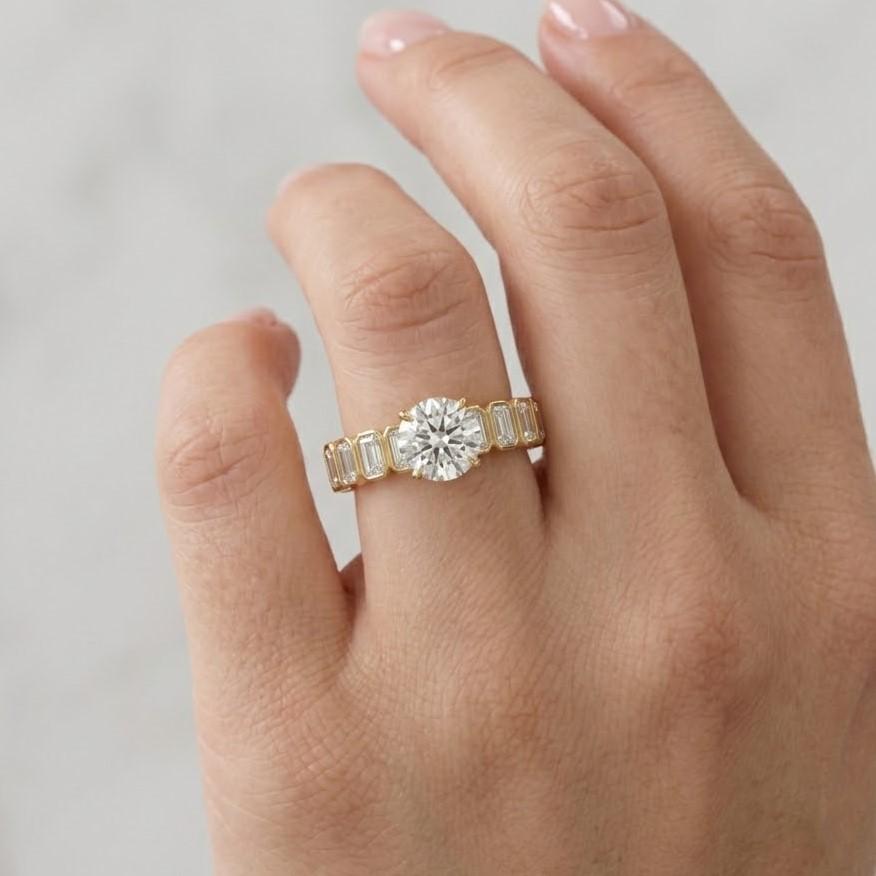 2ct round cut diamond engagement hidden halo ring, vintage inspired milgrain wedding ring, classic bridal ring, filigree style proposal ring
