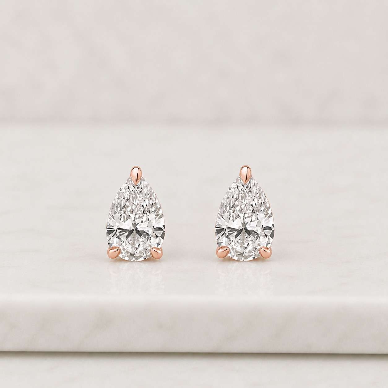 1.0 ct each pear lab grown diamond stud earrings | pear cut diamond earrings | prong set bridal studs | gift for her
