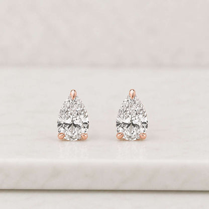 1.0 CT Each Pear Lab Grown Diamond Stud Earrings | Pear Cut Diamond Earrings | Prong Set Bridal Studs | Gift for Her
