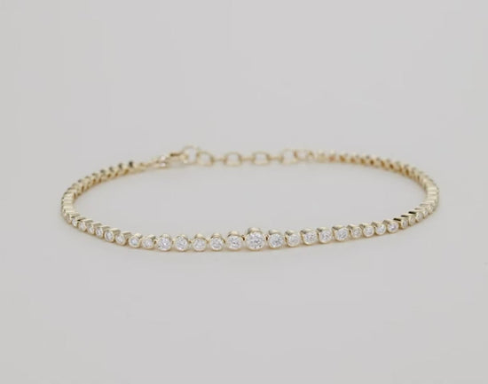 Tennis Bracelet Solitaire Bezel Round Cut Diamond