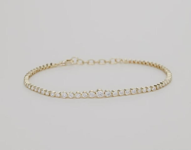 Tennis Bracelet Solitaire Bezel Round Cut Diamond