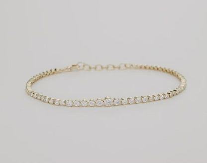 Tennis Bracelet Solitaire Bezel Round Cut Diamond