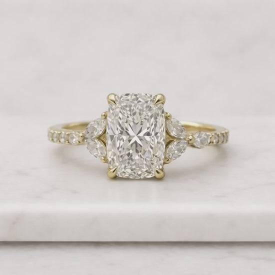 IGI Certified 1 CT Lab Grown Cushion Diamond Ring: 14k Yellow Gold Split Shank
