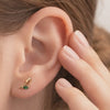 emerald gold stud earrings marquise green gemstone floral tulip design small dainty earrings for women minimalist gold jewelry gift for birthday anniversary emerald stud earrings everyday style