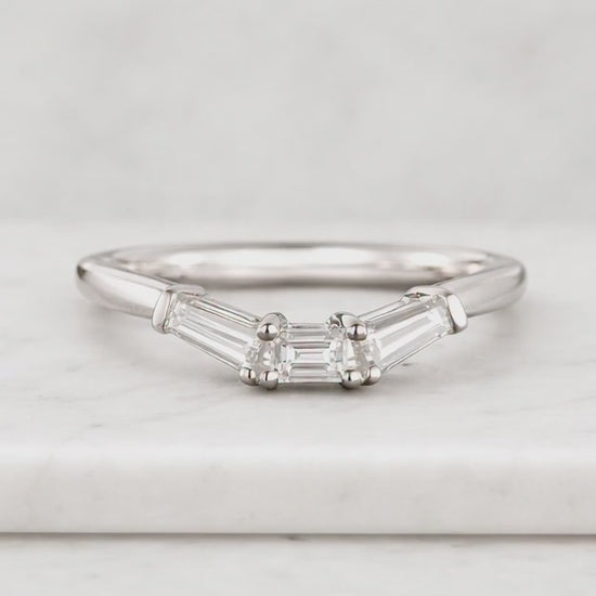 Unique Baguette Moissanite Wedding Band