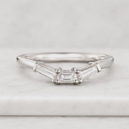 Unique Baguette Moissanite Wedding Band