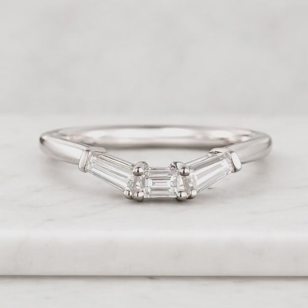 Unique Baguette Moissanite Wedding Band