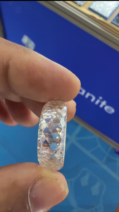 Faceted Crystal Ring High Clarity Transparent Jewelry Band