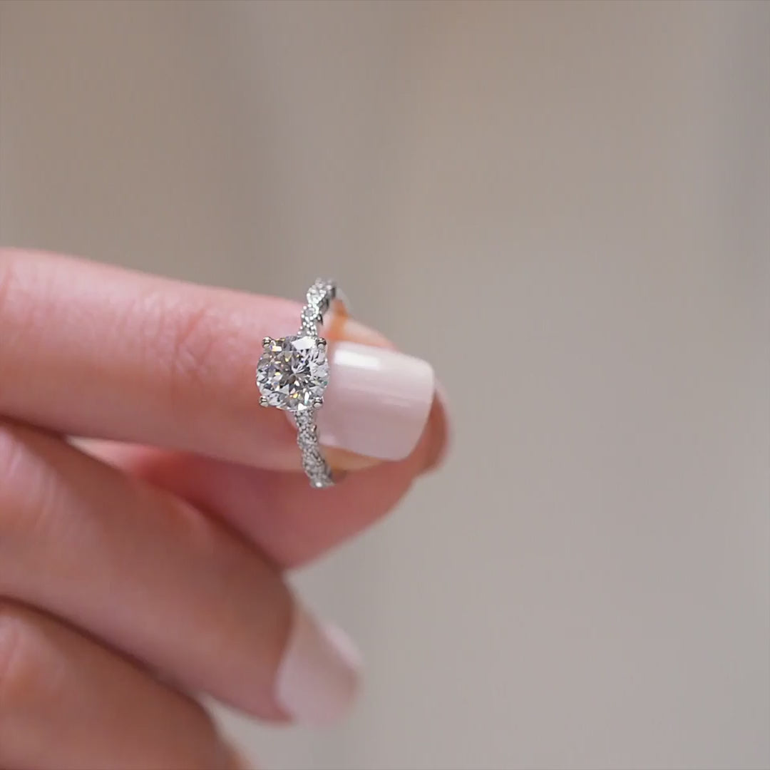 14K Round Cut Prong Set Half Eternity Diamond Ring