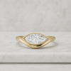 Marquise Lab Grown Diamond Engagement Ring: 18K Yellow Gold Half Bezel Solitaire
