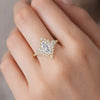 3 CT Marquise Lab Grown Diamond Ring | Hidden Halo Engagement Ring | Vintage Floral Engraved Band | Cathedral Gold Ring
