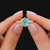 3.47 CT Unique Cyan Blue Round Diamond Ring with Prong Setting and Hidden Halo Ring, Awesome Prong Set Anniversary or Wedding Jewelry Gift
