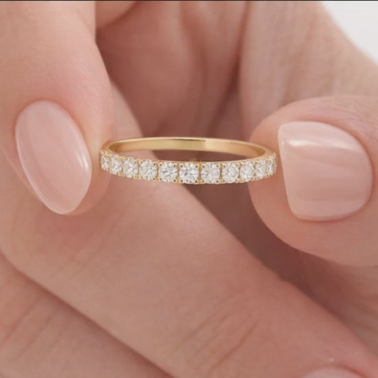 Solid Gold Marquise Stacking Ring Unique Marquise Ring Full Eternity Marquise Wedding Band Real Lab Grown Diamond Wedding Band Stacking Ring
