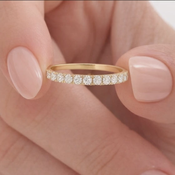 Solid Gold Marquise Stacking Ring Unique Marquise Ring Full Eternity Marquise Wedding Band Real Lab Grown Diamond Wedding Band Stacking Ring
