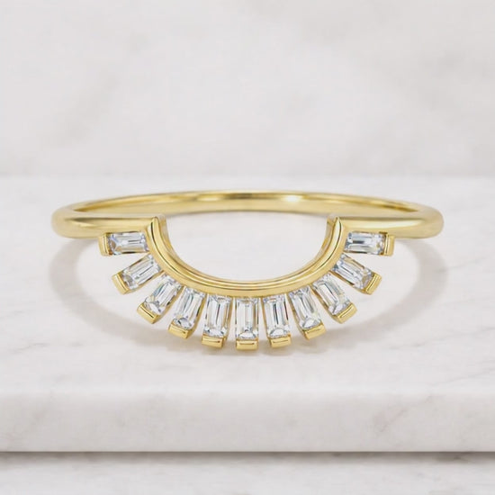 14K Solid Gold Stacking Matching Bridal Promise gift for women