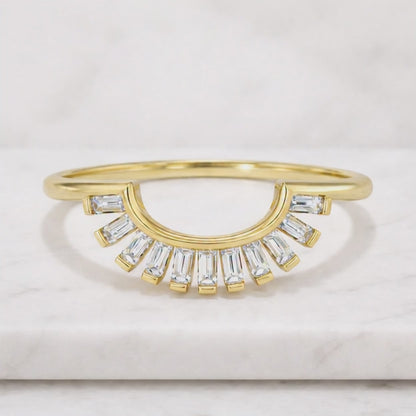 14K Solid Gold Stacking Matching Bridal Promise gift for women