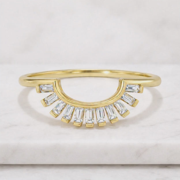 14K Solid Gold Stacking Matching Bridal Promise gift for women