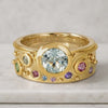 14K Yellow Gold Cigar Band Gift For Him, 14K Gold Birthstone Band, Bezel Set Solid Gold Cigar Band