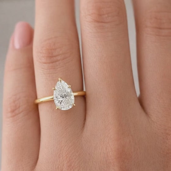 Pear Diamond Promise Ring Solitaire Pear Engagement Ring for Her Birthday Ring