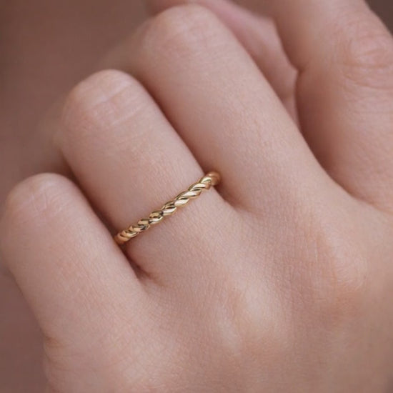 Wedding Band 14K Solid Gold Mobius Diamond Ring, Minimalist Twisted Stacking Band, Unique Bridal Jewelry Gift
