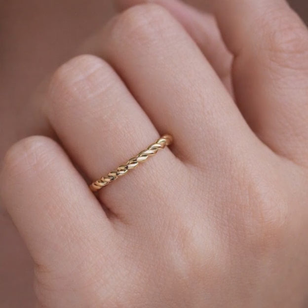 Wedding Band 14K Solid Gold Mobius Diamond Ring, Minimalist Twisted Stacking Band, Unique Bridal Jewelry Gift
