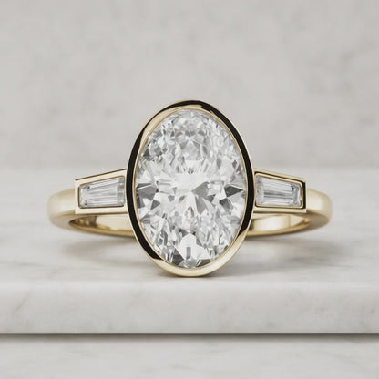 Tapered Baguette Side Stone Diamond Ring