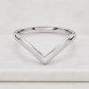 14K Solid Gold Curved Wedding Band – V-Shape Plain Stackable Enhancer Ring for Women
